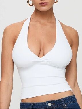 Princess Polly Whimsy White Halter Top Size 4